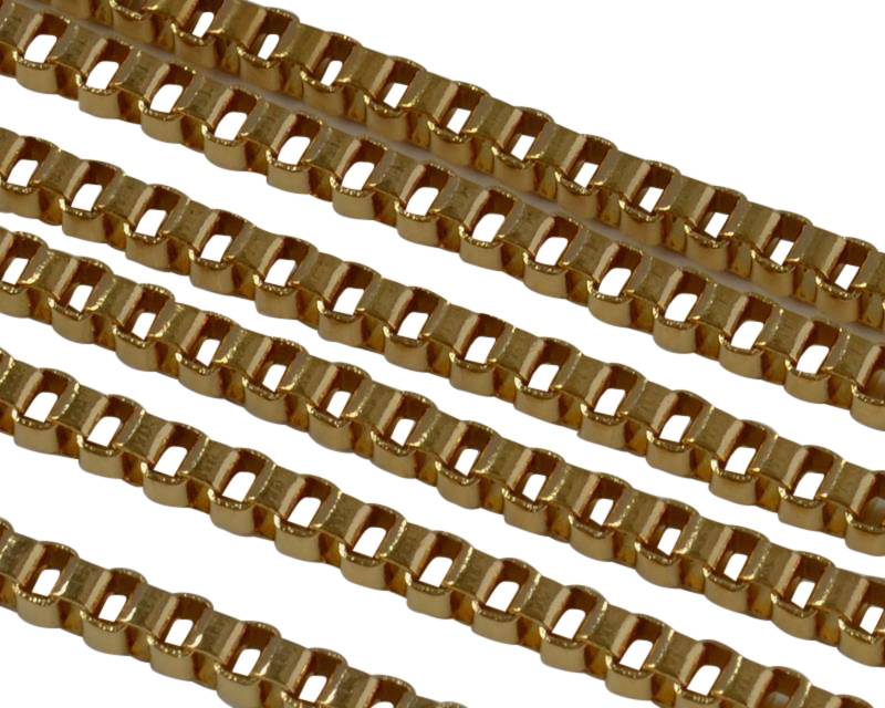 Stainless Steel Square Chain 2mm. Stainless Steel 304. Gold
