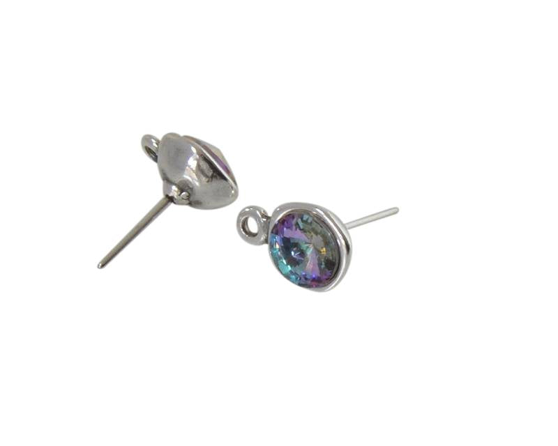 SWAROVSKI and Zamak earring with ring. Round 11mm. Silver-Vitral Light. Int.2mm