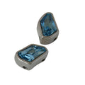 Swarovski and metal slider 21x14x11mm. Silver-Aquamarine. Int 2.3mm