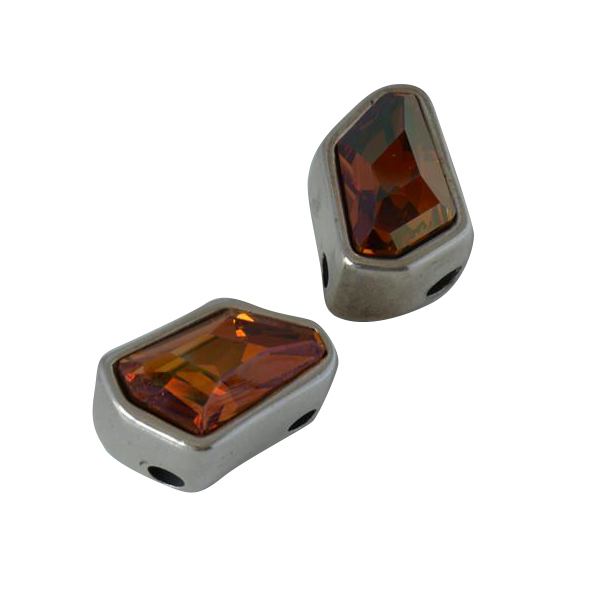 Swarovski and metal slider 21x14x11mm. Silver-Cooper. Int 2.3mm