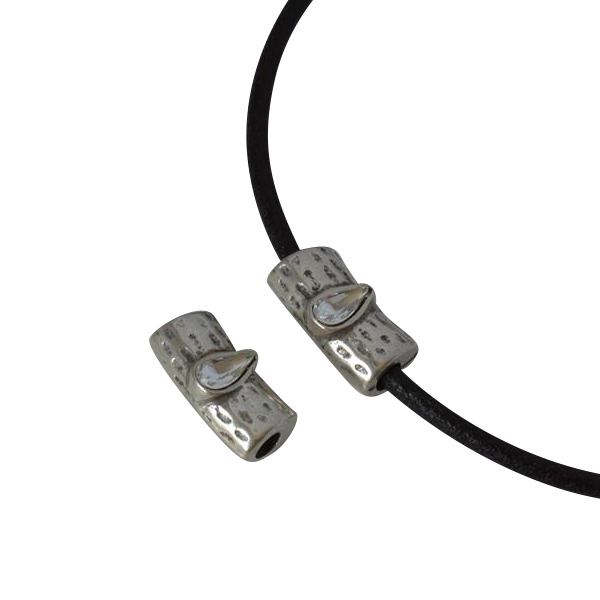 SWAROVSKI and metal slider 24x12x8,5mm. Silver-Crystal. Inn.4mm