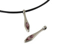SWAROVSKI and metal pendant 33x6mm. Silver-Antique Pink. Int.2mm