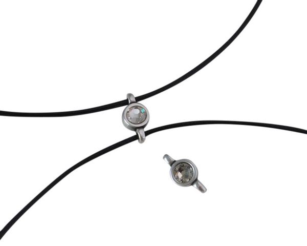 Swarovski and metal connector 10x5mm. Silver-Crystal.Inn.2m