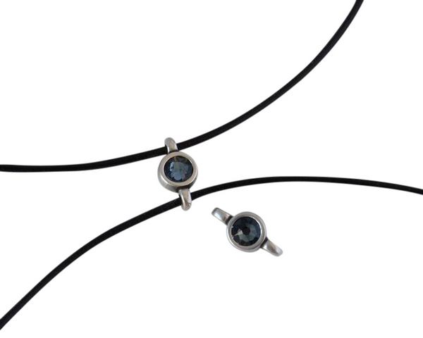 Swarovski and metal connector 10x5mm. Silver-Denim Blue.Inn.2m