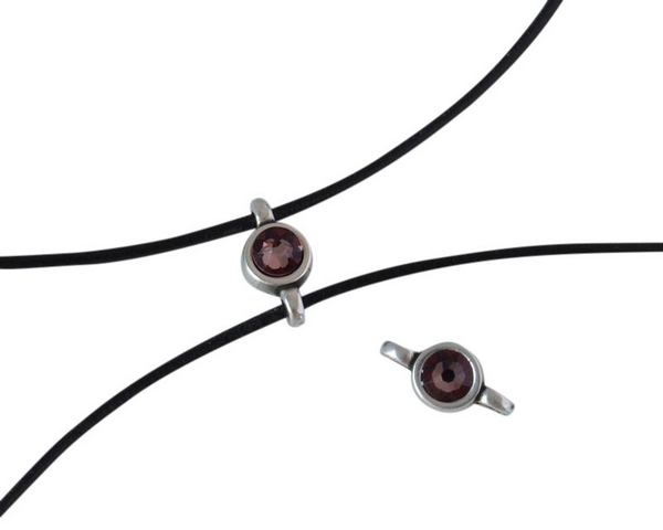 Swarovski and metal connector 10x5mm. Silver-Antique Pink.Inn.2m