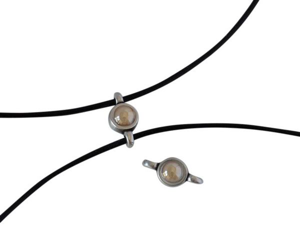 Swarovski and metal connector 10x5mm. Silver-Golden Shadow Pearl.Inn.2m