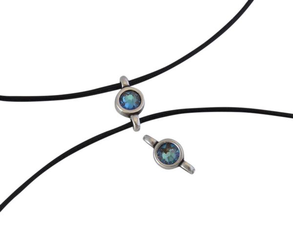 Swarovski and metal connector 10x5mm. Silver-Army Green Delite.Inn.2m
