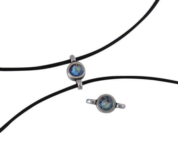 Swarovski and metal connector 10x5mm. Silver-Burgundy Delite.Inn.2m