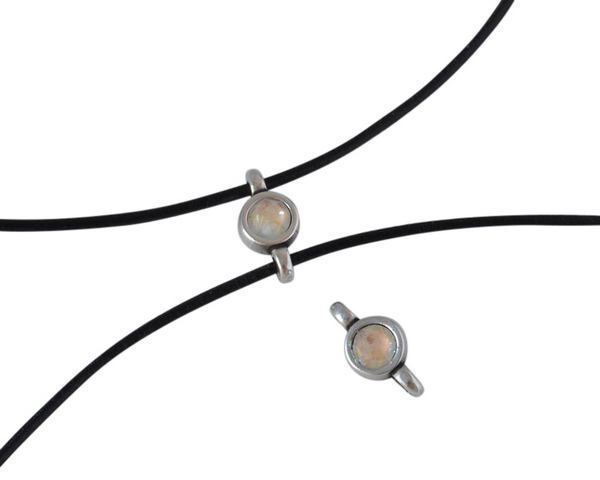 Swarovski and metal connector 10x5mm. Silver-Light Grey Delite.Inn.2m