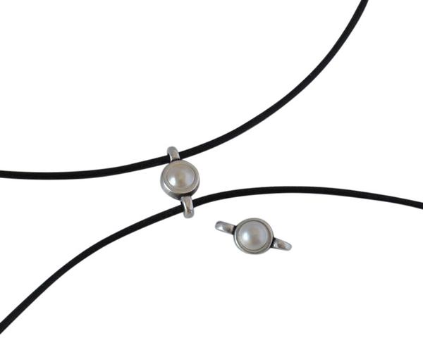Swarovski and metal connector 10x5mm. Silver-Cream Pearl.Inn.2m