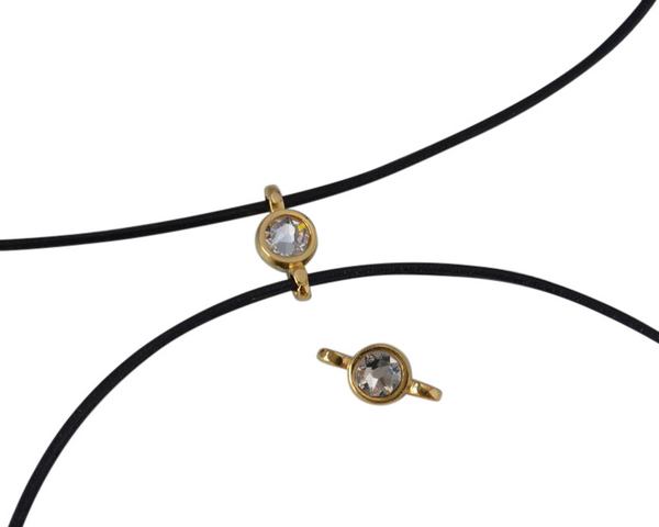 Swarovski and metal connector 10x5mm. Gold-Crystal.Inn.2m