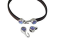 SWAROVSKI clasp with end cap. 2 pieces set 6x15mm-6x11mm. Silver-Burgundy Delite. Inn.5x2mm