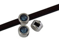 SWAROVSKI and Zamak Slider. 6x4mm coin. Silver-Denim Blue. Inn.3x2mm