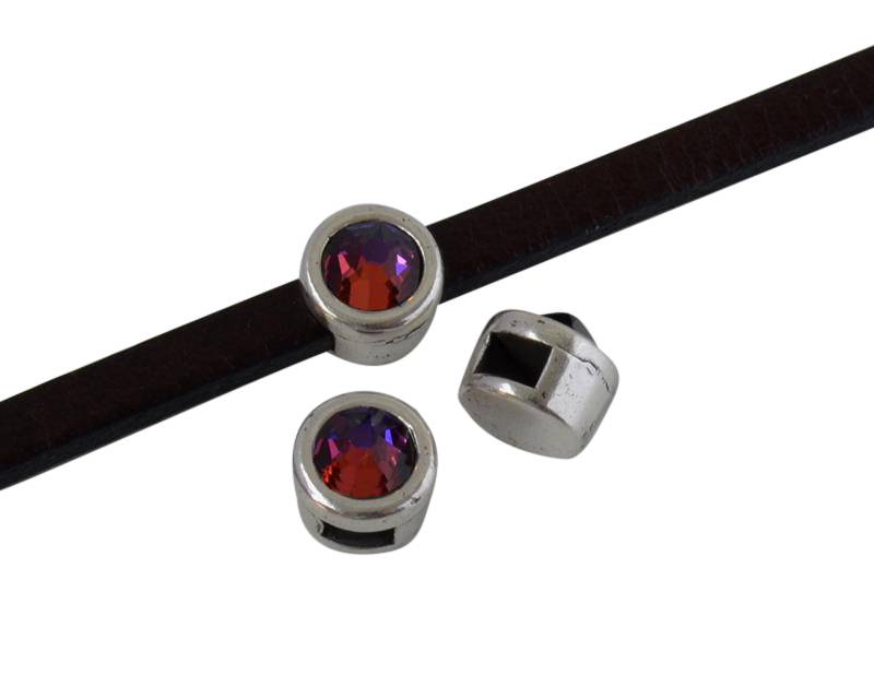 SWAROVSKI and Zamak Slider. 6x4mm coin. Silver-Volcano. Inn.3x2mm