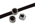 SWAROVSKI and Zamak Slider. 6x4mm coin. Silver-Burgundy. Inn.3x2mm