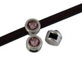 SWAROVSKI and Zamak Slider. 6x4mm coin. Silver-AntiquePink. Inn.3x2mm