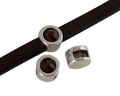 SWAROVSKI and Zamak Slider. 8mm coin. Silver-Burgundy. Inn.5x2mm