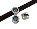 SWAROVSKI and Zamak Slider. 8mm coin. Silver-Denim Blue. Inn.5x2mm