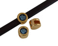 SWAROVSKI and Zamak Slider. 8mm coin. Gold-Denim Blue. Inn.5x2mm