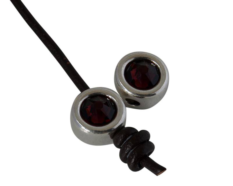 SWAROVSKI and Zamak slider. 12mm Coin. Silver-Burgundy. Inn.3mm