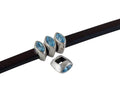 SWAROVSKI and metal slider navette 5.5x3mm. Silver-Aquamarine. Int.3x2mm