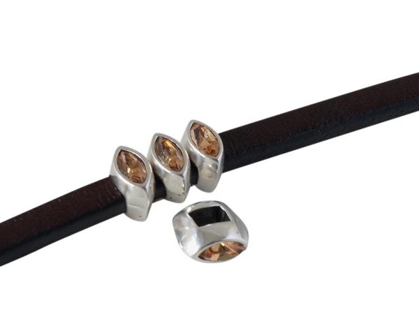 SWAROVSKI and metal slider navette 5.5x3mm. Silver-Light Colorado Topaz. Int.3x2mm