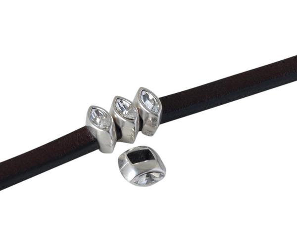 SWAROVSKI and metal slider navette 5.5x3mm. Silver-Crystal. Int.3x2mm