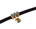 SWAROVSKI and metal slider navette 5.5x3mm. Gold-Aquamarine. Int.3x2mm