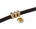 SWAROVSKI and metal slider navette 5.5x3mm. Gold-Crystal. Int.3x2mm