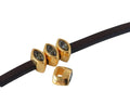 SWAROVSKI and metal slider navette 7.5x4mm. Gold-Black Diamond. Int.3x2mm