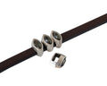 SWAROVSKI and metal slider navette 9x5mm. Silver-Black Diamond. Int.5x2.5mm