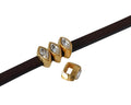 SWAROVSKI and metal slider navette 9x5mm. Gold-Crystal. Int.5x2.5mm