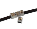 SWAROVSKI and metal slider square 5x5mm. Silver-Golden Shadow. Int.3x2mm