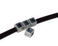 SWAROVSKI and metal slider square 5x5mm. Silver-Denim Blue. Int.3x2mm