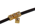 SWAROVSKI and metal slider square 5x5mm. Gold-Golden Shadow. Int.3x2mm