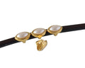 SWAROVSKI and metal slider leaf 8x5mm. Gold-White Pearl. Int.3x2mm