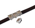 SWAROVSKI and metal slider square 6x6mm. Silver-Golden Shadow. Int.5x2.5mm