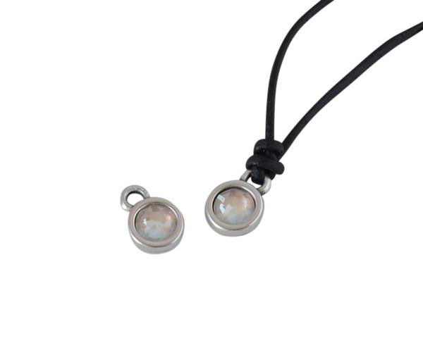 Swarovski and metal pendant coin 6.5x6.5mm. Silver-Light Grey Delite. Inn1.8mm