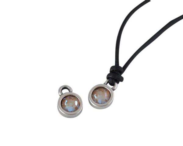 Swarovski and metal pendant coin 6.5x6.5mm. Silver-Ochre Delite. Inn1.8mm