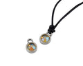 Swarovski and metal pendant coin 6.5x6.5mm. Silver-Citrine Shimmer. Inn1.8mm