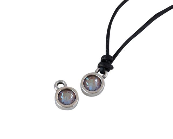 Swarovski and metal pendant coin 6.5x6.5mm. Silver-Cappuccino Delite. Inn1.8mm