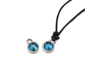 Swarovski and metal pendant coin 6.5x6.5mm. Silver-Blue Zircon Shimmer. Inn1.8mm