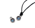 Swarovski and metal pendant coin 6.5x6.5mm. Silver-Burgundy Delite. Inn1.8mm