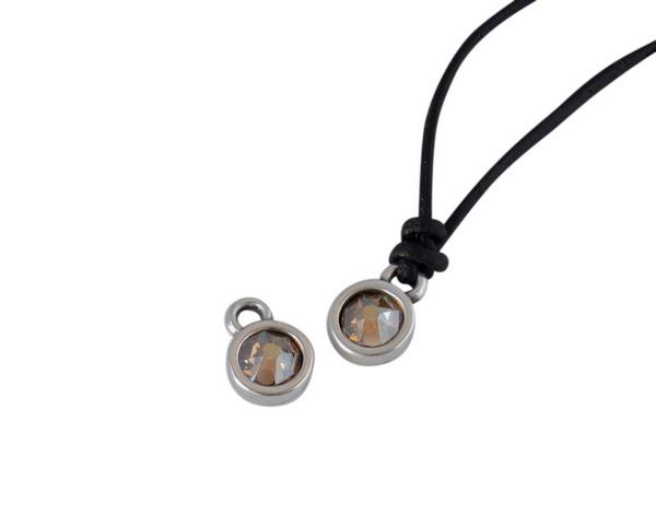 Swarovski and metal pendant coin 6.5x6.5mm. Silver-Golden Shadow. Inn1.8mm