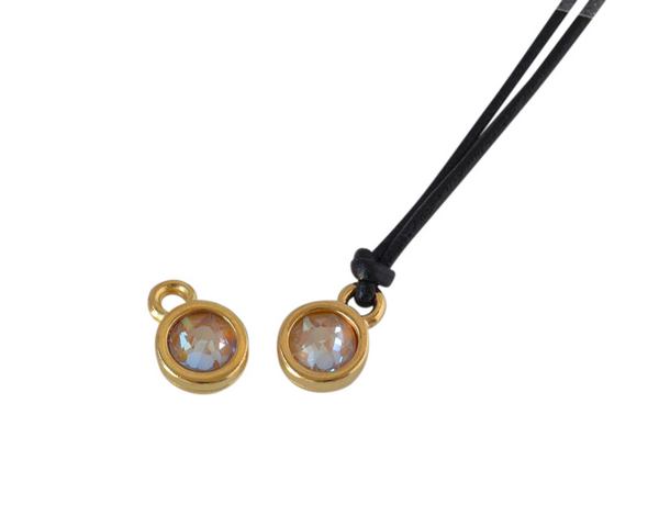 Swarovski and metal pendant coin 6.5x6.5mm. Gold-Ochre Delite. Inn1.8mm