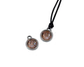 Swarovski and metal pendant coin 9x5x9.5mm. Silver-Light Peach. Inn1.8mm