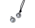 Swarovski and metal pendant coin 9x5x9.5mm. Silver-Crystal. Inn1.8mm