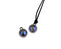 Swarovski and metal pendant coin 9x5x9.5mm. Silver-Paradishine. Inn1.8mm