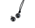 Swarovski and metal pendant coin 9x5x9.5mm. Silver-Jet Hematite Pearl. Inn1.8mm