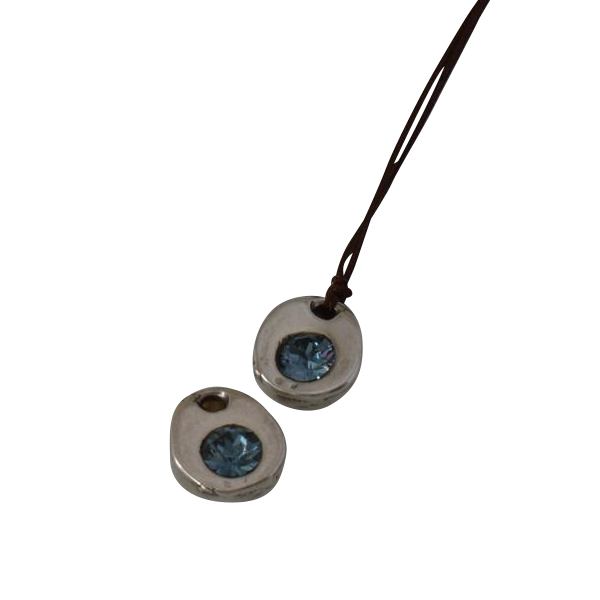 Swarovski pendant 9x8x5mm. Silver-denim blue. Int.1.2mm